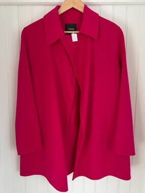 Theory Overlay Coat New Divide Luxe Magenta Pink Wool Cashmere Size P NWT